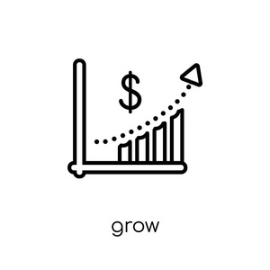 增长图标。时尚现代平面线性向量增长图标在白色背景从细线成功的汇集, 概述向量例证