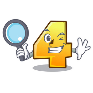 卡通围栏与数字4矢量插图照片