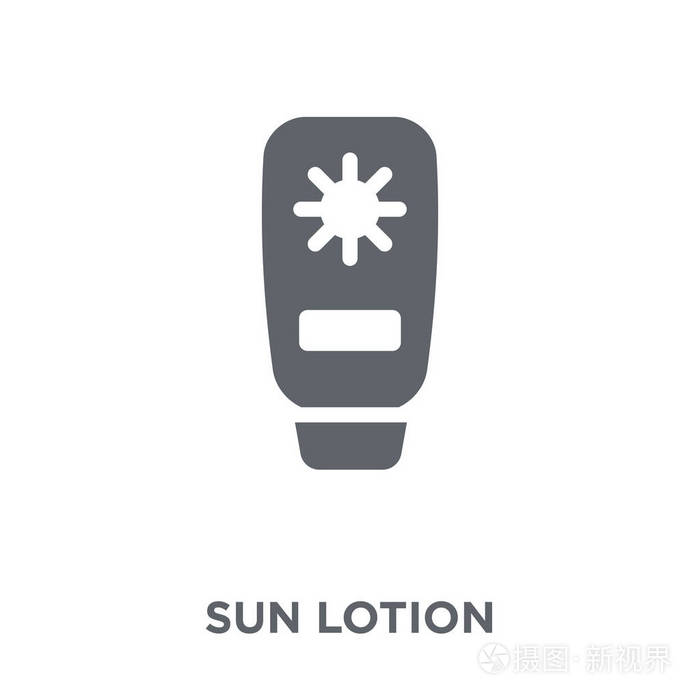 太阳化妆水图标。太阳化妆水露营系列的设计理念。简单的元素向量例证在白色背景