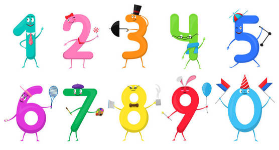 各种疮可爱缤纷多彩集合数字形式的各种卡通照片