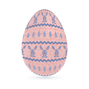 复活节程式化兔纹民族装饰蛋。白色背景上孤立