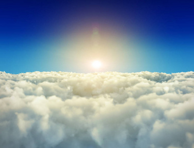 明亮的阳光照耀在白云上3d 渲染背景照片