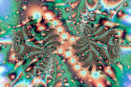 抽象数字艺术品。五颜六色的水滴和液体图案。分形图形技术