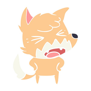 愤怒的扁平颜色风格动画片狐狸