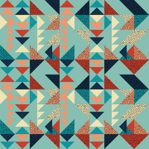 无缝三角形图案抽象背景与几何纹理孟菲斯粉底新潮