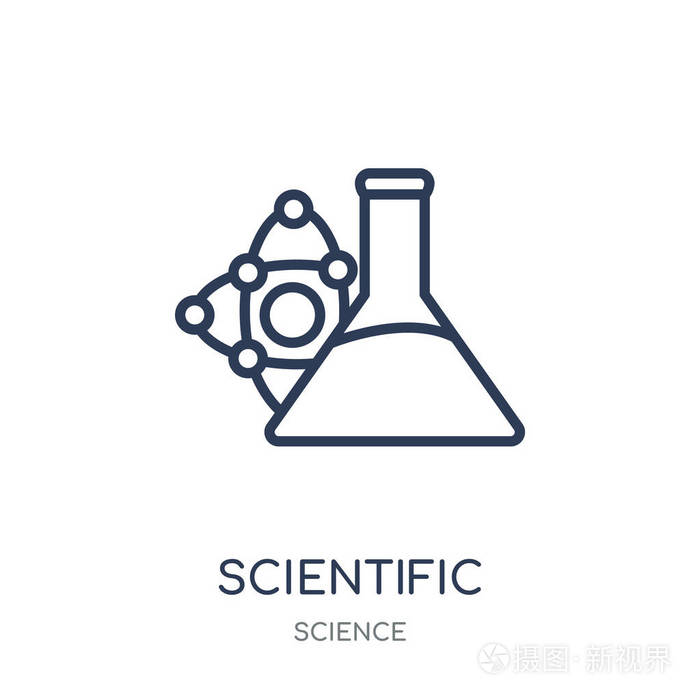 科学线性符号设计从科学收藏.简单的大纲元素向量例证在白色背景