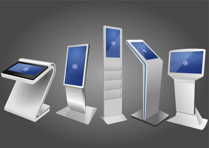 五宣传互动信息亭, 广告展示, 终端展台, 触摸屏显示屏。模拟模板