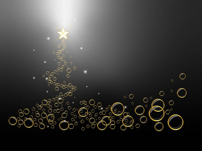 黑色圣诞树背景与气泡。向量例证