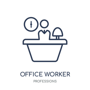 办公室工作人员 图标。办公室工作者线性符号设计从专业汇集。简单的大纲元素向量例证在白色背景