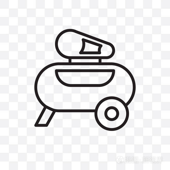 空压机矢量线性图标隔离在透明的背景上, 空压机透明概念可用于网络和