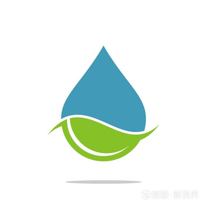 平的简单的标志与水滴在白色背景