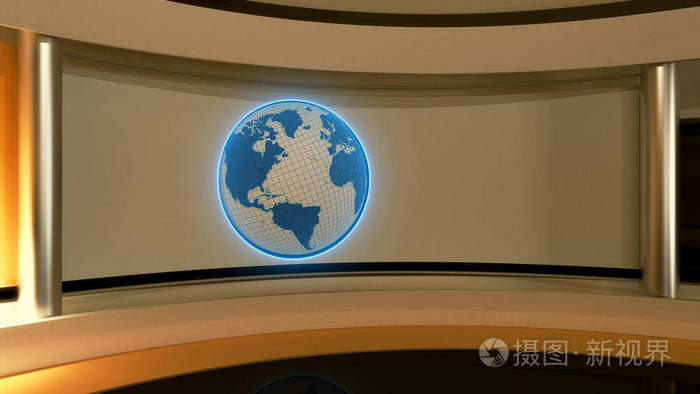 新闻演播室.黄色的工作室.为完美的背景