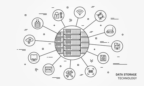 数据存储技术矢量图
