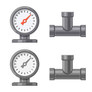 管道和管的孤立对象图标。管道和管线库存矢量图集