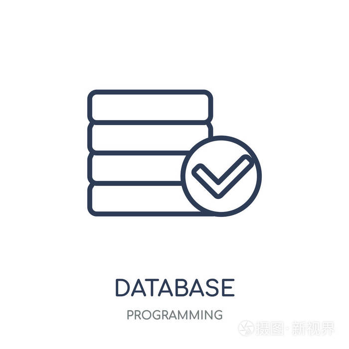 数据库线性符号设计从编程集合.简单的大纲元素向量例证在白色背景