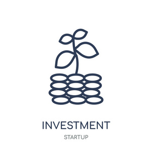 投资图标。投资线性符号设计从创业收藏。简单的大纲元素向量例证在白色背景
