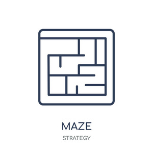 迷宫图标。从策略集合中进行迷宫线性符号设计。简单的大纲元素向量例证在白色背景