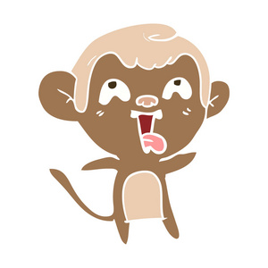 疯狂的扁平颜色风格动画片猴