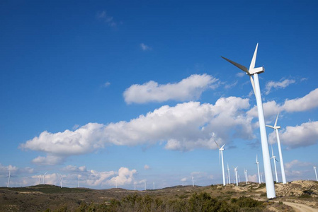 风车的电力生产，西班牙阿拉贡自治区韦斯卡省