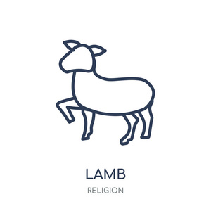 羊符号小羊图标.羔羊线性符号设计从宗教收藏.