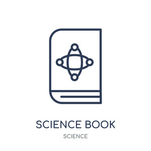 科学书籍图标。科学书籍线性符号设计从科学收藏。简单的大纲元素向量例证在白色背景