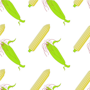 五颜六色的玉米在白色无缝的样式, 股票向量例证设计元素为网, 为产品设计, 为包装设计