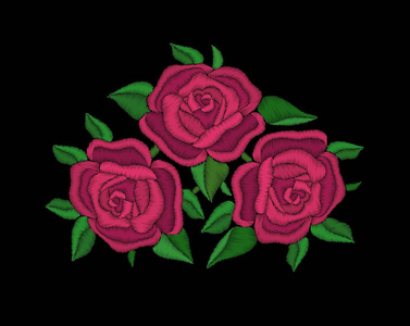 红玫瑰刺绣图片
