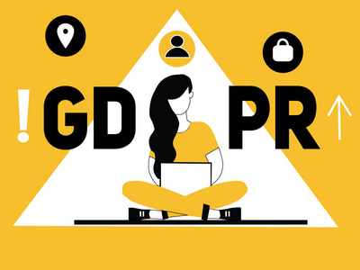 创意词概念 gdpr 的向量例证 gdpr 和妇女做的事