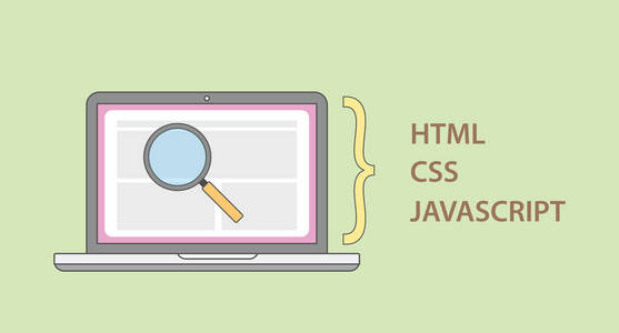 一个网站解构元素结构与 html css javascript 编程语言向量插图