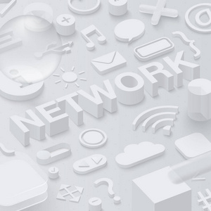 灰色3d 网络背景与 ui 网络符号