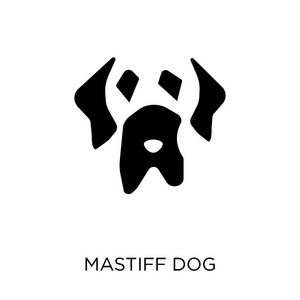 马斯蒂夫狗图标。来自狗收藏的玛斯蒂夫狗符号设计。简单的元素向量例证在白色背景