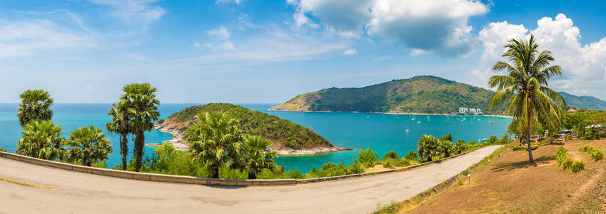 Phromthep 海角在泰国普吉岛在夏天天的全景