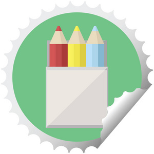 包着色铅笔图形向量例证圆形贴纸邮票