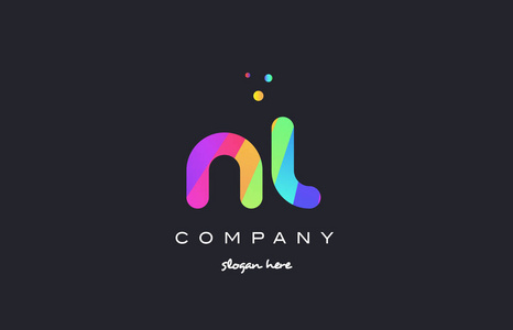 nl n l 彩色彩虹创意颜色字母表字母标志 ico