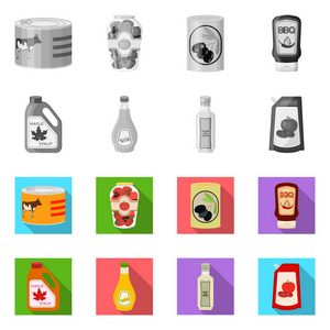 矢量设计的 can 和食品符号。库存的 can 和包装矢量图标的集合