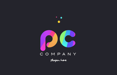 pc p c 彩色彩虹创意颜色字母表字母标志 ico