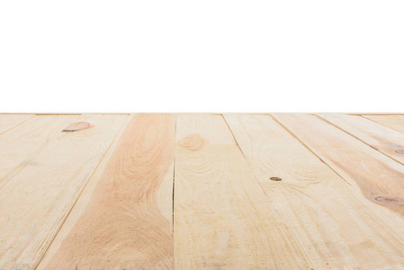 白色背景上由木板制成的米色木地板模板