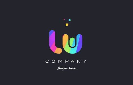 lw l w 彩色彩虹创意颜色字母表字母标志 ico