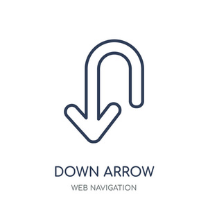 向下箭头图标.从 web 导航集合向下箭头线性符号设计.