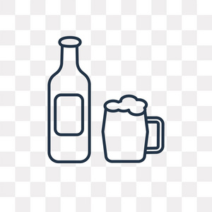 啤酒矢量轮廓图标隔离在透明的背景下, 高品质的线性啤酒透明度概念可以使用网络和移动