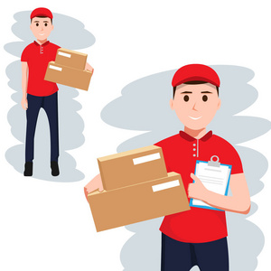 红色 t 恤与框信使照片