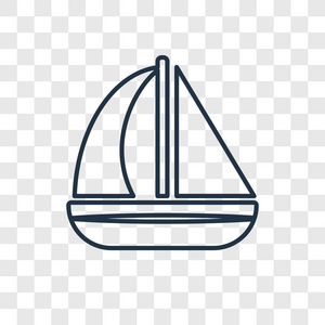 快艇图标在时尚的设计风格。帆船图标隔离在透明的背景。帆船矢量图标简单和现代平面符号为网站, 移动, 标志, 应用程序, ui。帆