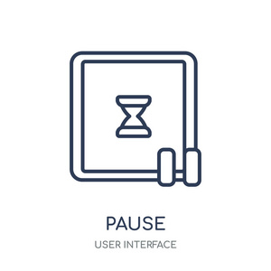 暂停 图标。暂停用户界面集合中的线性符号设计。简单的大纲元素向量例证在白色背景