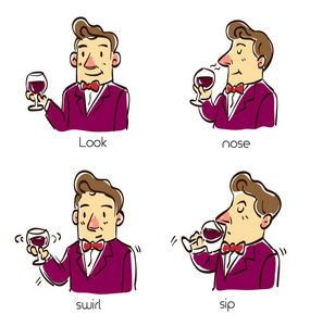 男人品味红酒中的四个步骤方法