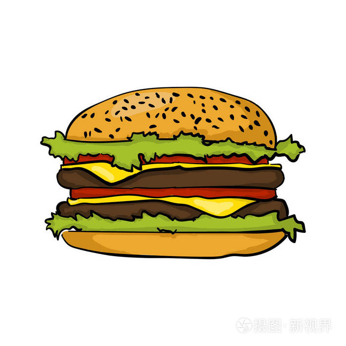 多彩的手画汉堡插画-正版商用图片0tzag4-摄图新视界