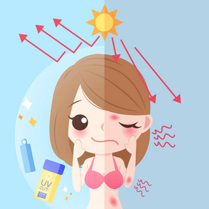 美白防晒防晒霜的女人照片