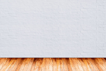 白色砖墙与木地板纹理为背景图片