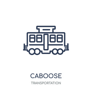 卡莫塞图标。从交通收藏的 caboose 线性符号设计