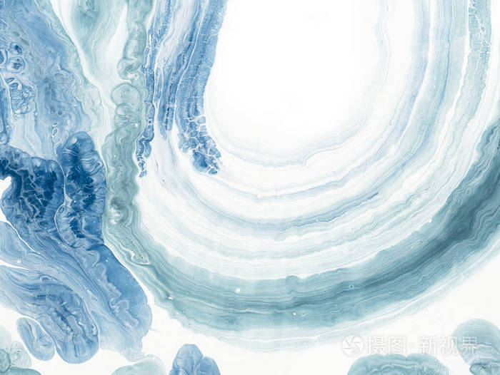 蓝色创意抽象手绘背景, 大理石纹理, 抽象海洋, 布面油画碎片.