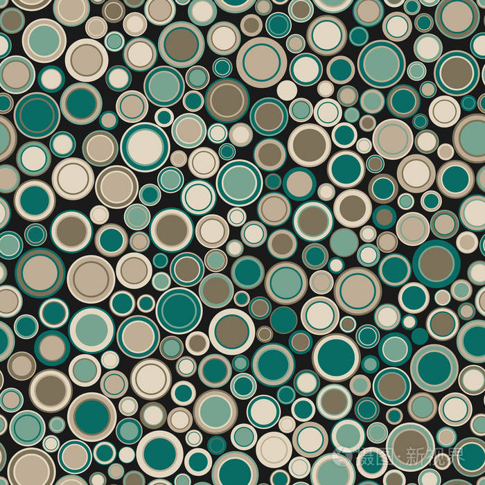 由具有圆形和不同颜色的几何图形组成, 位于黑色背景上.